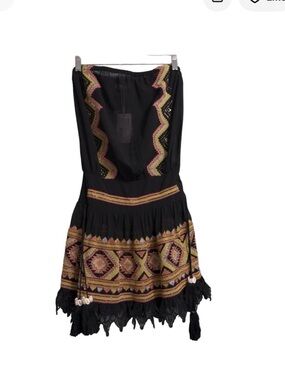 Ramy Brook Strapless Embroidered Tassel Swim Coverup Mini Dress size xs
